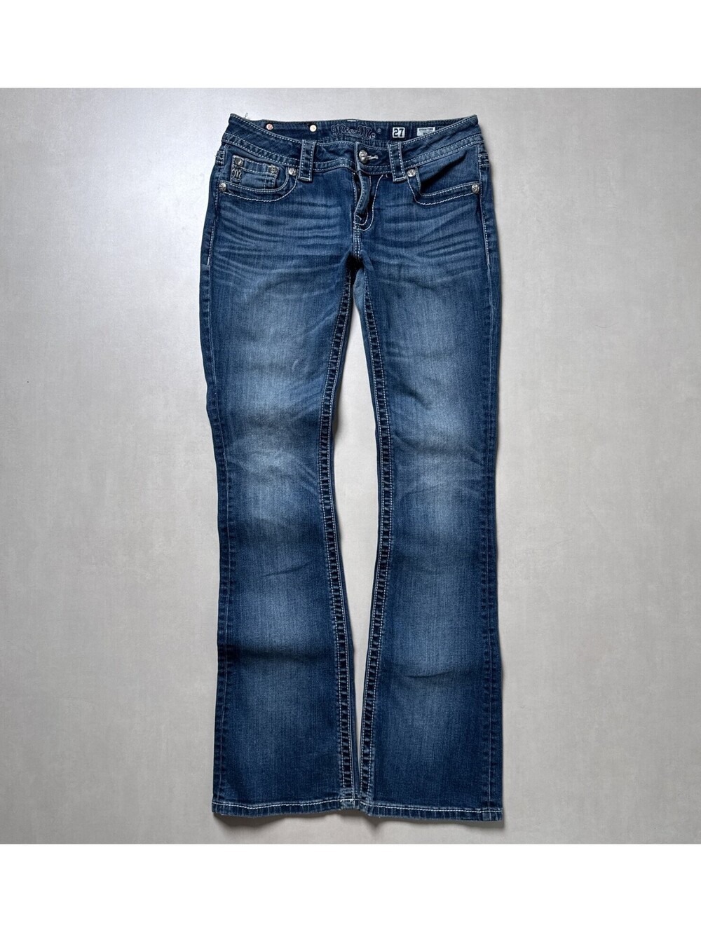 Y2K Miss Me 00s Dark Wash Embellished Pocket Bootcut Jeans